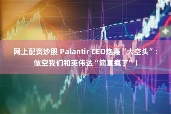网上配资炒股 Palantir CEO炮轰“大空头”：做空我们和英伟达“简直疯了”！