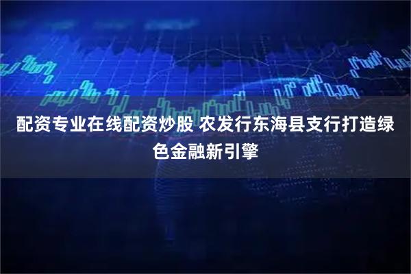 配资专业在线配资炒股 农发行东海县支行打造绿色金融新引擎